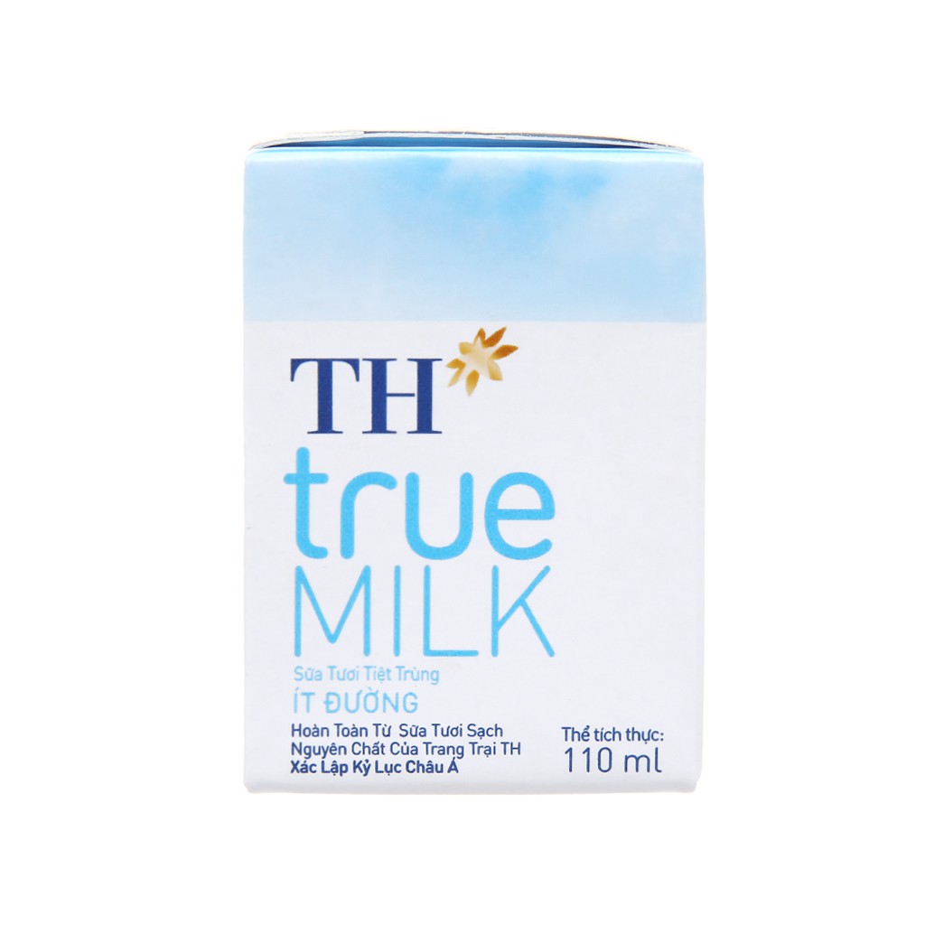 Lốc 4 Hộp 110ml Sữa Tươi TH True Milk Ít Đường/ CÓ ĐƯỜNG