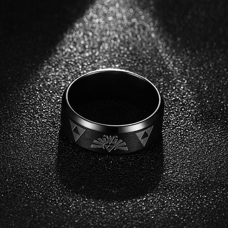 Nhẫn Thép Không Gỉ Bản Rộng 8mm Màu Đen Thời Trang Cho Nam