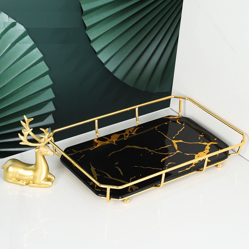 Khay Đựng Mỹ Phẩm Vân Đá Cẩm Thạch Sang Trọng, Khay Sứ, Kệ Sứ CS13