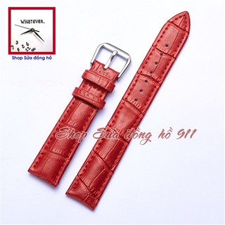 Dây da đồng hồ thời trang , vân dập. Màu Đỏ - Trắng - Hồng phấn