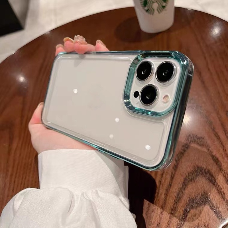 Sang Trọng Ốp Điện Thoại Trong Suốt Chống Sốc Viền Kim Loại Cho iPhone 13 Pro MAX 12 Pro MAX 11 Pro MAX X XS MAX XR