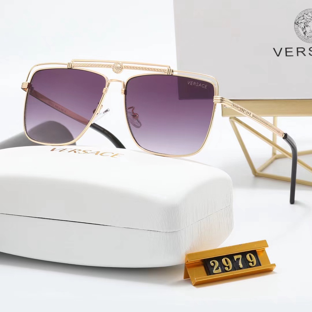 VERSACE Kính Chống Nắng Chống Tia UV Gọng Vuông Phong Cách Retro Thời Trang Cho Nam Và Nữ