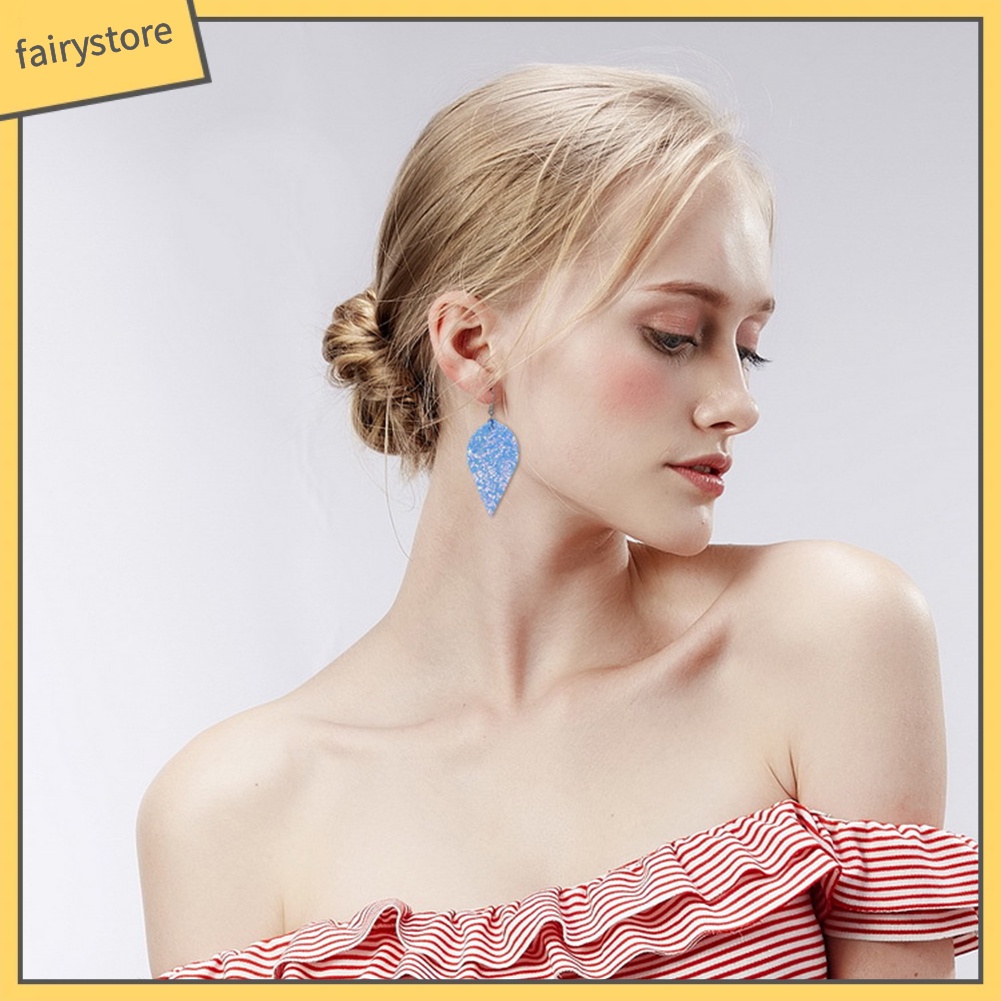 Khuyên Tai Hợp Kim Hình Giọt Nước Đính Đá Lấp Lánh