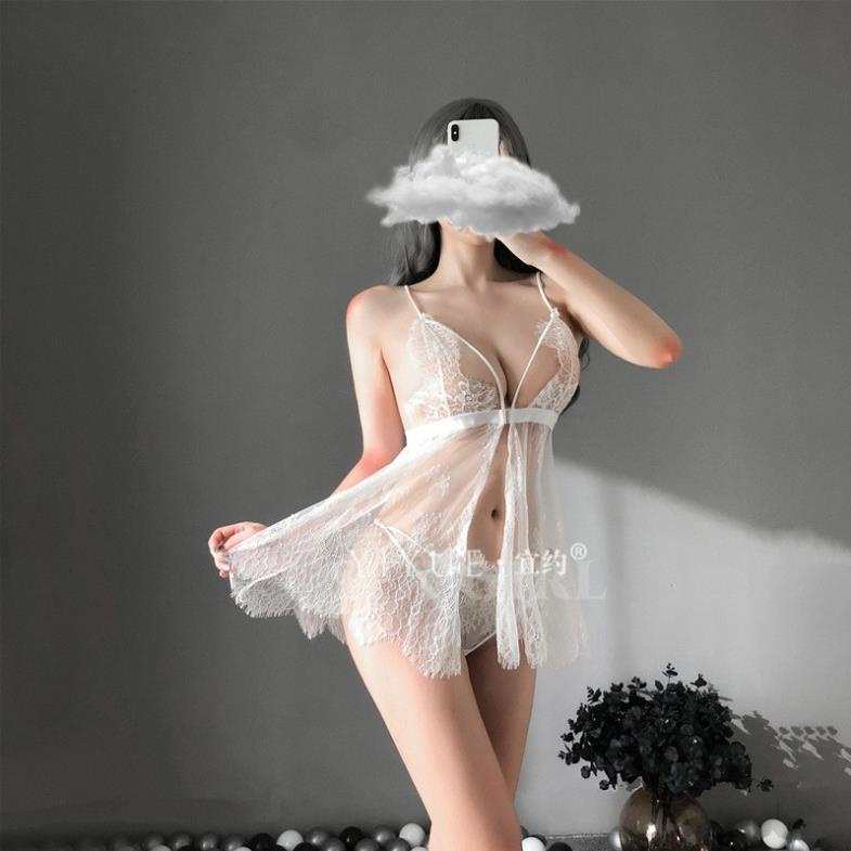 Đầm ngủ Tiểu thư ren xuyên thấu cao cấp L106