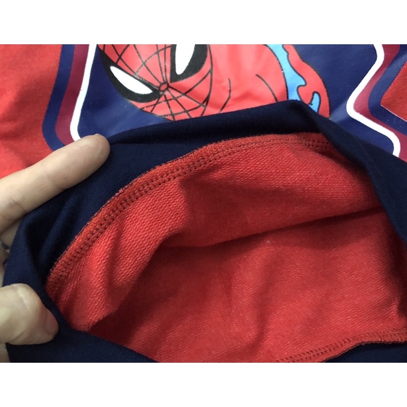 Bộ nỉ da cá spiderman phối đỏ đen cho bé trai size từ 10-24 cân
