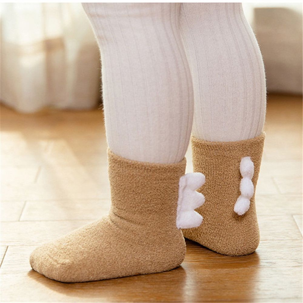 Vớ ngủ nhung san hô chống trượt in hình khủng long hoạt hình giữ ấm mùa thu đông cho bé từ 0-5 tuổi