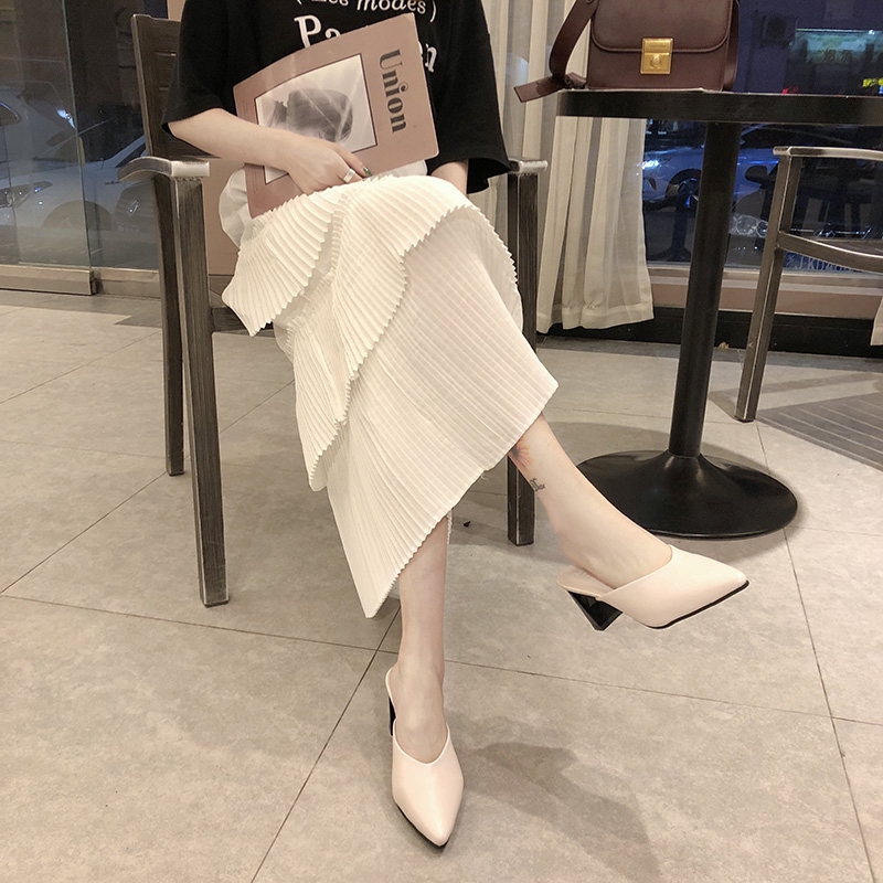 Giày cao gót vải mules phong cách thời trang thanh lịch cho nữ