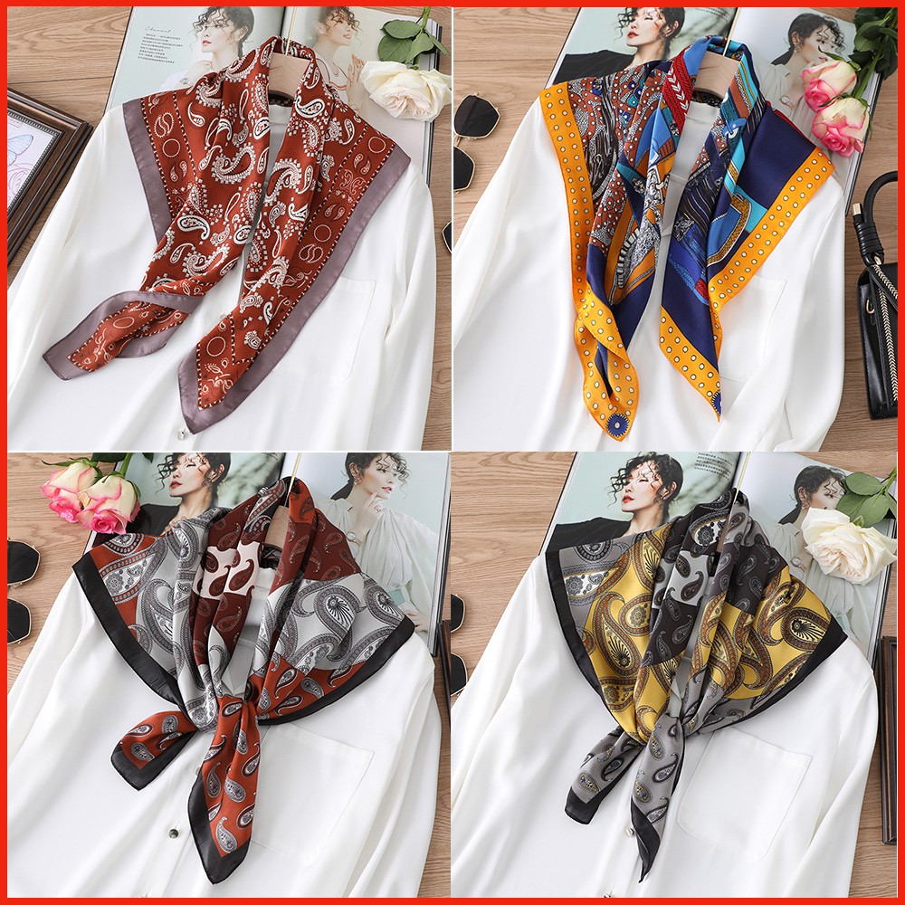 Khăn Lụa Vuông - Khăn Turban Vuông Hàng Cao Cấp Size 70x70CM Mẫu Mới Nhất