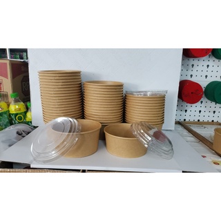 Combo 50 Bát Giấy Kraft 750ml & 1000ml - Bát Giấy Dùng 1 Lần Có Nắp Lavana
