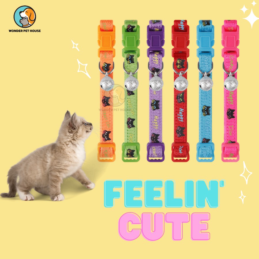 Vòng Cổ Cute Cat Cho Mèo Họa Tiết - Cao Cấp Cho Thú Cưng - Chắc Chắn