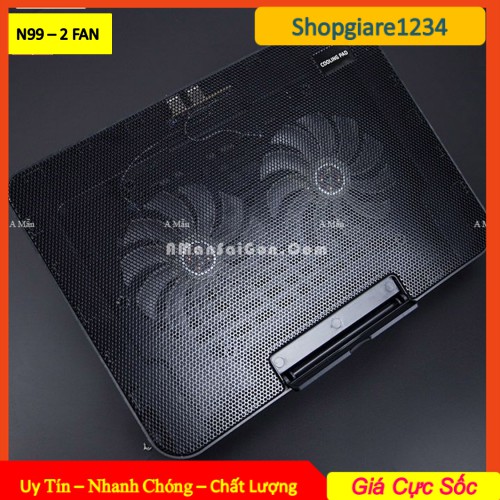 Đế tản nhiệt Laptop Cooling Pad N99 - 2 quạt, laptop 13-17''