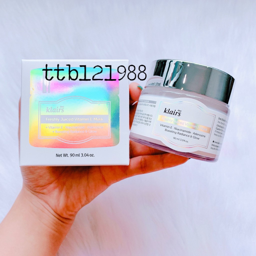 Mặt Nạ Ngủ Klairs Freshly Juiced Vitamin E Mask 90ml &amp; 15ml