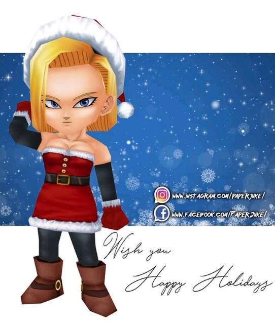 Mô hình giấy anime Xmas Chibi Android 18