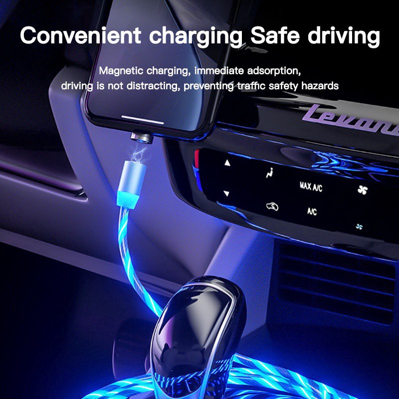Cáp từ tính Sạc nhanh LED Cáp chiếu sáng Micro USB Loại C cho iPhone và Dây nam châm Android