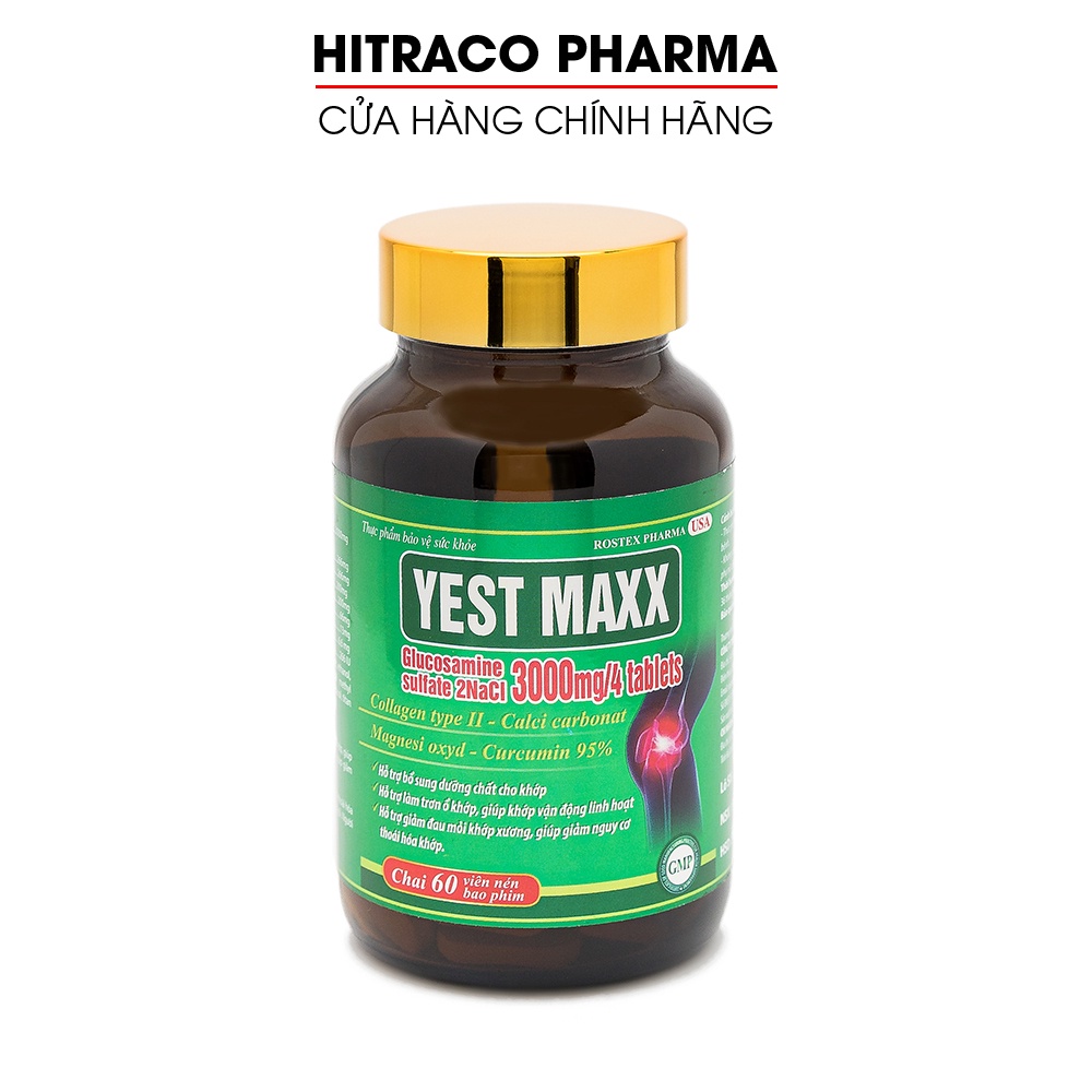 Viên uống bổ xương khớp Glucosamin 3000mg Yest Maxx - Chai 60 viên [Glucosamin 3000mg Yest Maxx -Xanh]