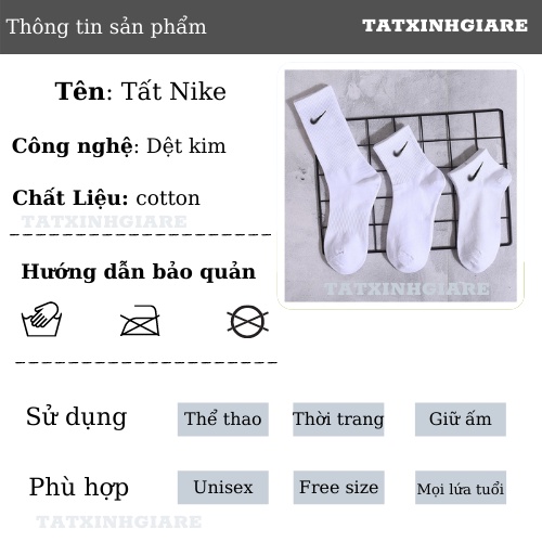 Tất nike nam nữ cổ cao lửng thấp hàng dệt kim cao cấp phong cách thể thao hàn quốc -tatxinhgiare