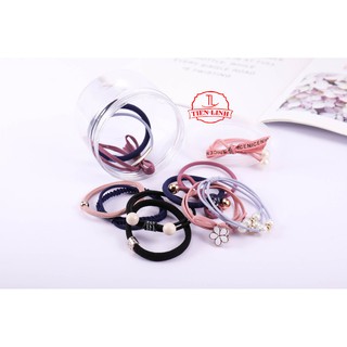 Hộp 12 dây cột tóc Hàn Quốc siêu đẹp siêu bền (Đủ màu)