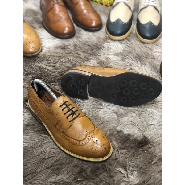 [Giày 2hand] [Size 41] [TonaShoe] Giày Tây Kiểu Dáng Wingtips Full Brouge Màu Vàng Nghệ