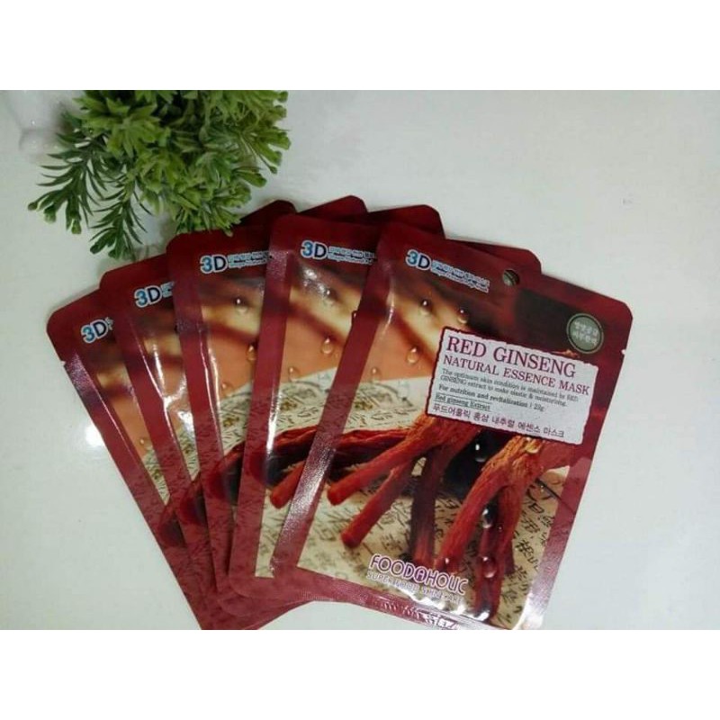 Mặt Nạ 3D Hồng Sâm Red Ginseng Natural Essence Mask Foodaholic