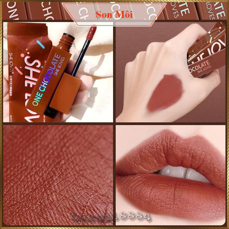 Son kem lì She Loves Silky Chocolate Lip Gloss mịn không phai SLS8