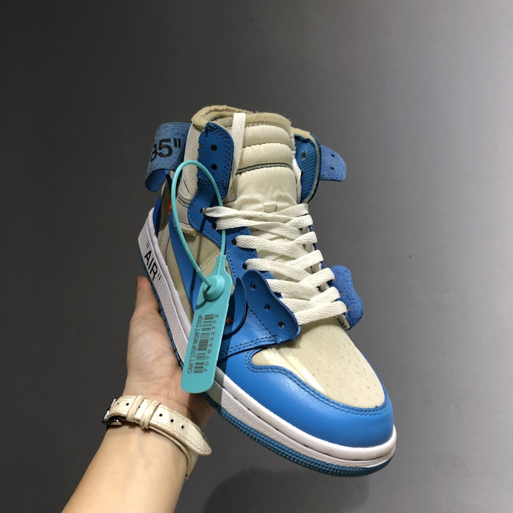 <HOT> Giày thể thao sneaker jodan 1 xanh off white Freeship