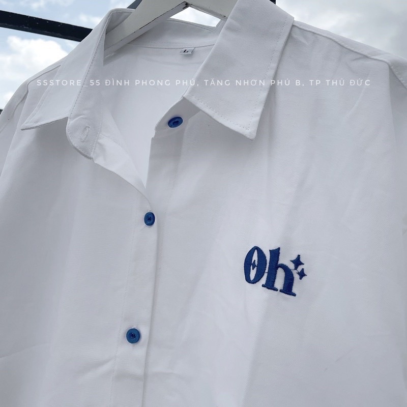 Sơ Mi Cộc Tay Thêu Chữ OH  Basic Siêu Hot(Kèm Video Ảnh Thật)