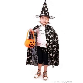 Combo đồ hoá trang Halloween gồm [ ÁO CHOÀNG + MŨ + GIỎ BÍ NGÔ] chỉ 80k