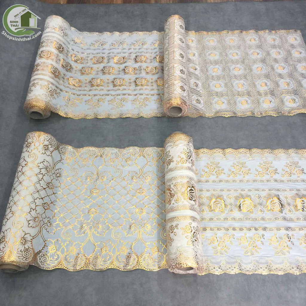 Khăn trải bàn ren hoa vàng, khăn bằng nhựa họa tiết nổi không thấm nước - giao hoa văn ngẫu nhiên