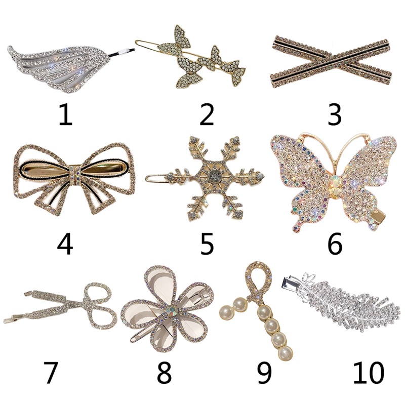 Kẹp Tóc Hình Nơ Đính Pha Lê Giả Lấp Lánh Bằng Kim Loại Cho Cô Dâu