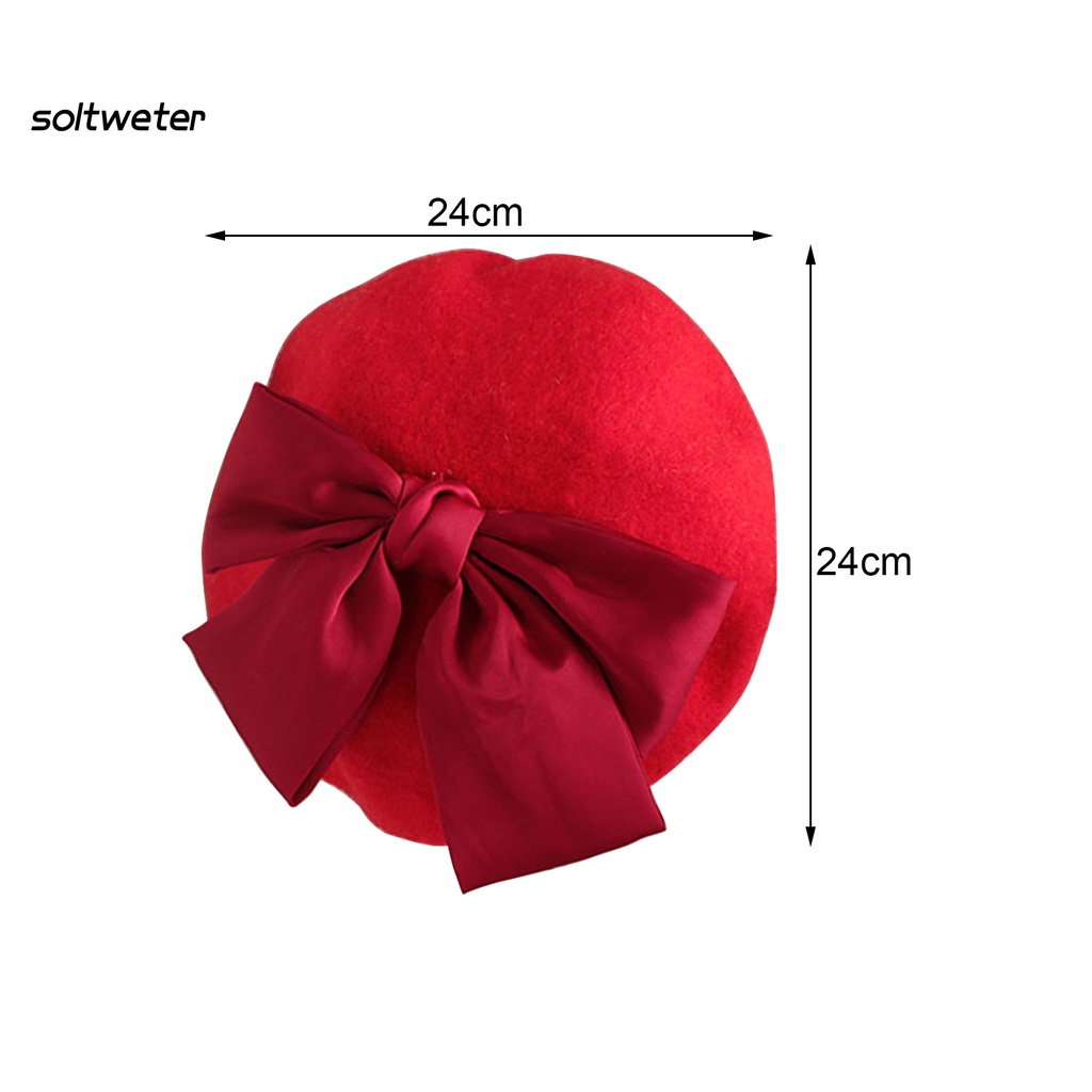 Mũ Beret Len Màu Sắc Trơn Giữ Ấm Cho Bé Gái