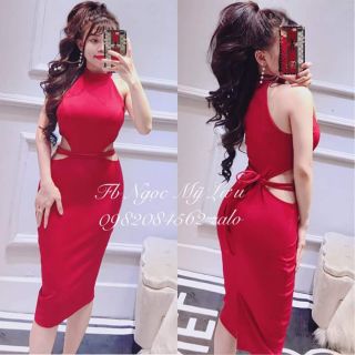 Đầm body khoét eo cột dây