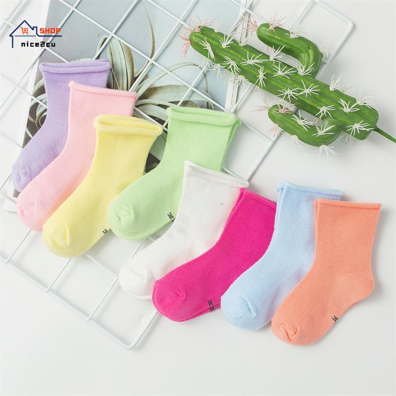 Vớ Lưới Mỏng Cổ Vừa Màu Sắc Kẹo Ngọt Chống Trượt Thoáng Khí Dành Cho Trẻ Em Phong Cách Nhật Bản