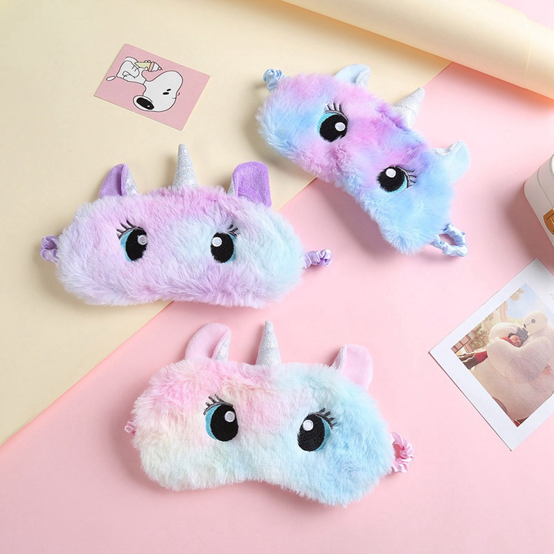 Mặt nạ che mắt ngủ hình kỳ lân nhồi bông dễ thương cho bé gái