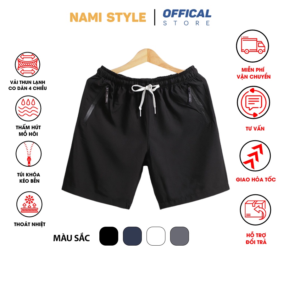 Quần đùi nam thể thao co giãn dáng trẻ trung, tập gym mặc nhà nhiều size-QDN004