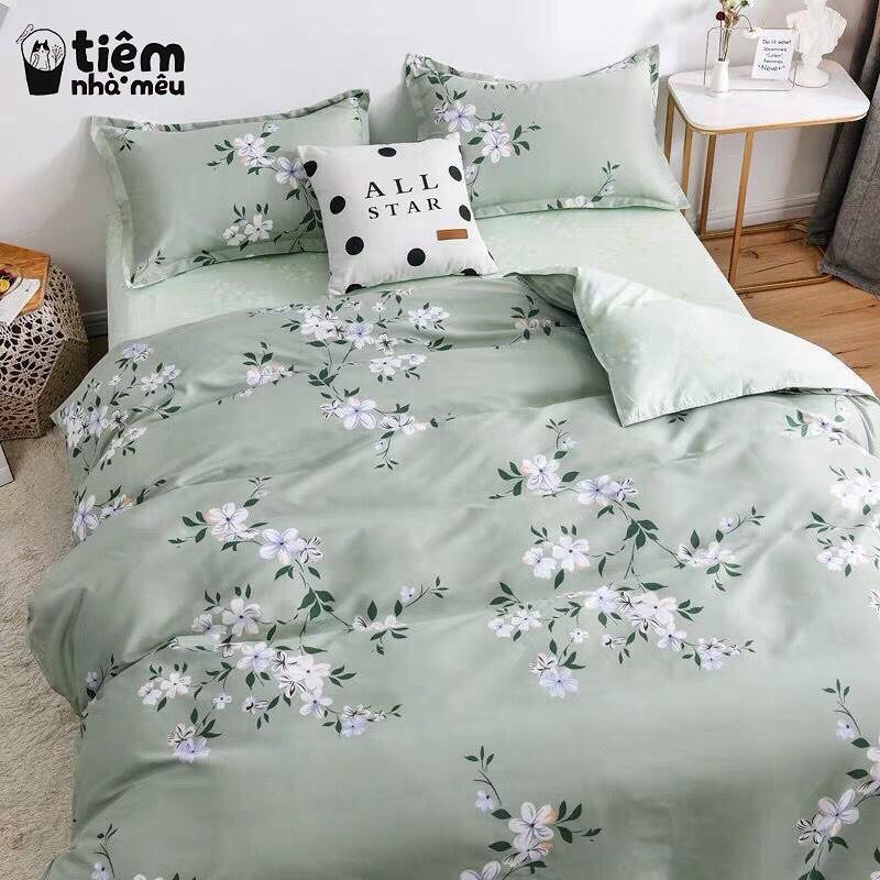 Set Chăn Ga Gối 4 Món Cotton Hoa Mai Xanh Ngọc Nhập Khẩu Sale Kịch Sàn