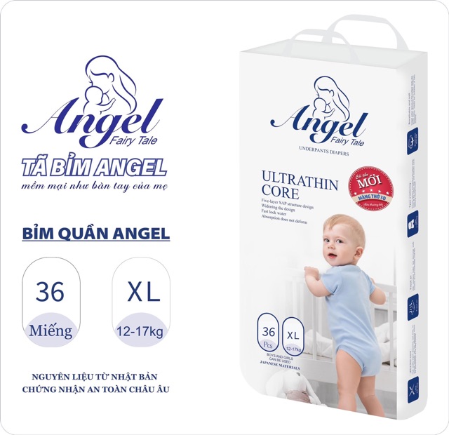 Bỉm Angel Dán/Quần đủ size S66, M60, L56, XL52, M40, L38, XL36, XXL34