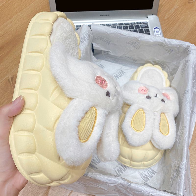 Dép Bông Đi Trong Nhà Hình Tai Thỏ Dễ Thương