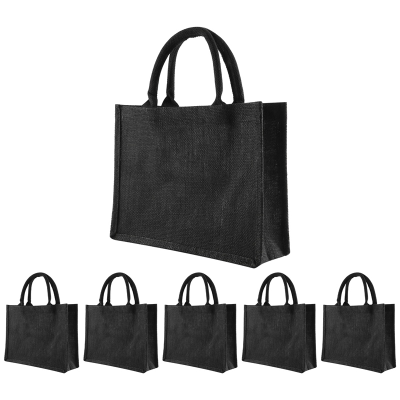 Set 6 Túi Tote Bằng Vải Bố Màu Đen Có Tay Cầm Và Làm Quà Tặng Cho Phù Dâu Đám Cưới
