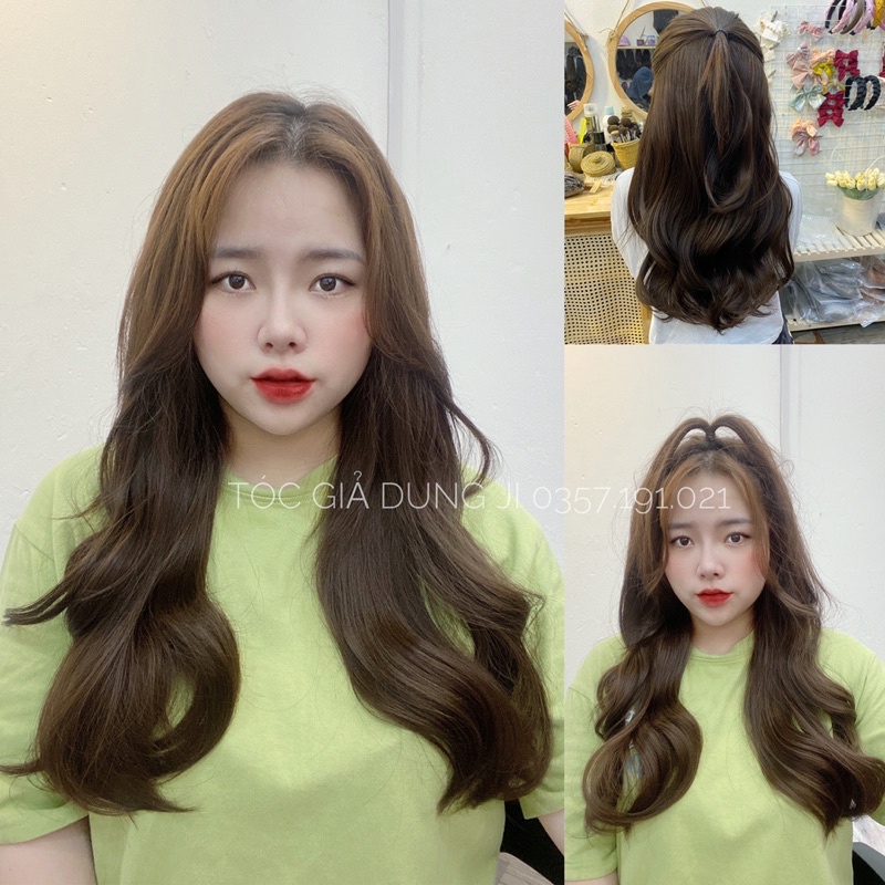 Ku93 Tóc giả kẹp u xoăn siêu đẹp lơi 55cm