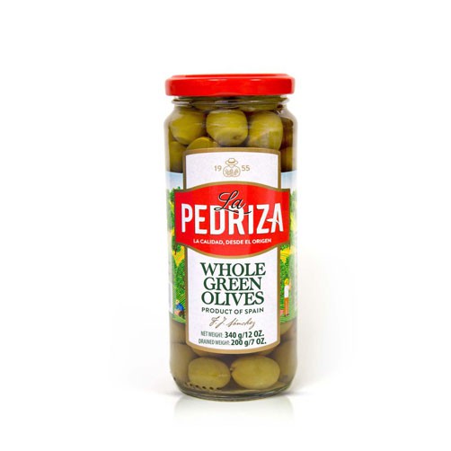 Ôliu xanh tách và nguyên hạt hiệu La Pedriza lọ 340g