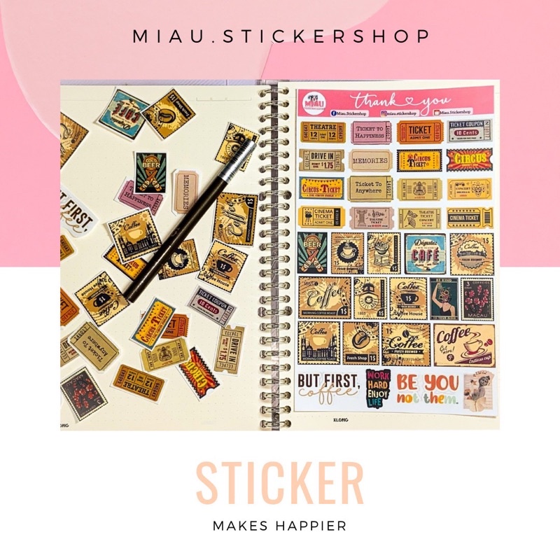 BÌA STICKER TEM VINTAGE 34 MIẾNG