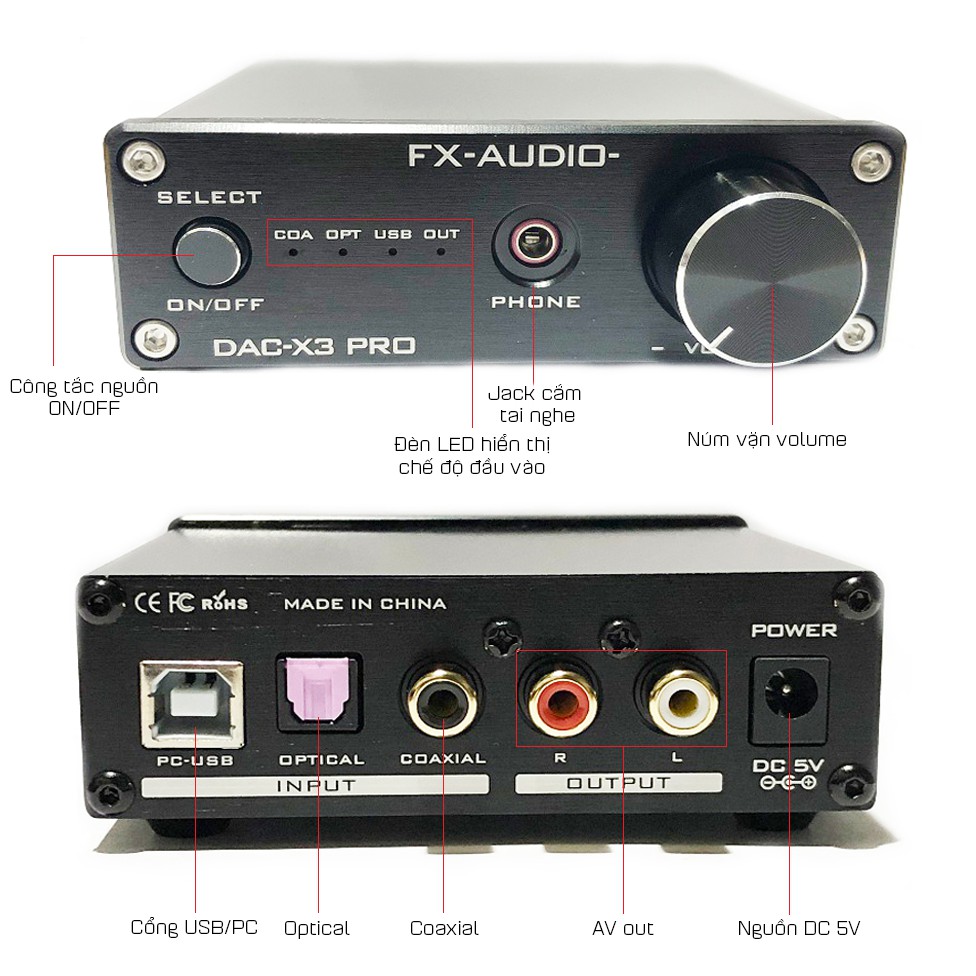 [Mã ELHACE giảm 4% đơn 300K] (Quà tặng 99k) Bộ Giải Mã Âm Thanh DAC FX-Audio X3 Pro - Hàng Chính Hãng