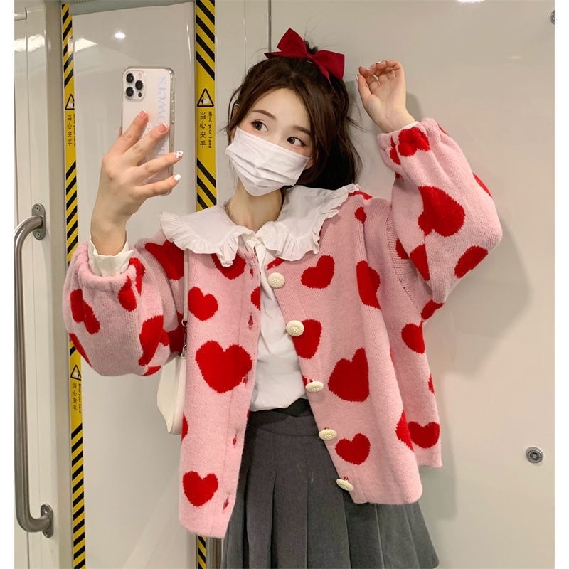 Áo khoác Cardigan dệt kim dáng ngắn dễ thương phong cách Nhật Bản thời trang thu đông cho nữ