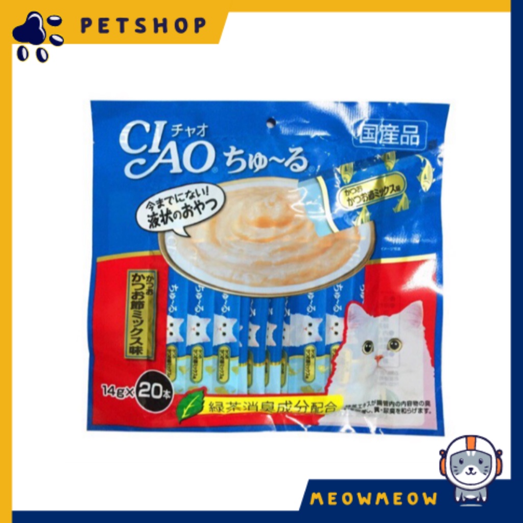 Súp thưởng Ciao thái cho mèo | Túi 20 thanh | Súp thưởng dinh dưỡng cho mèo.