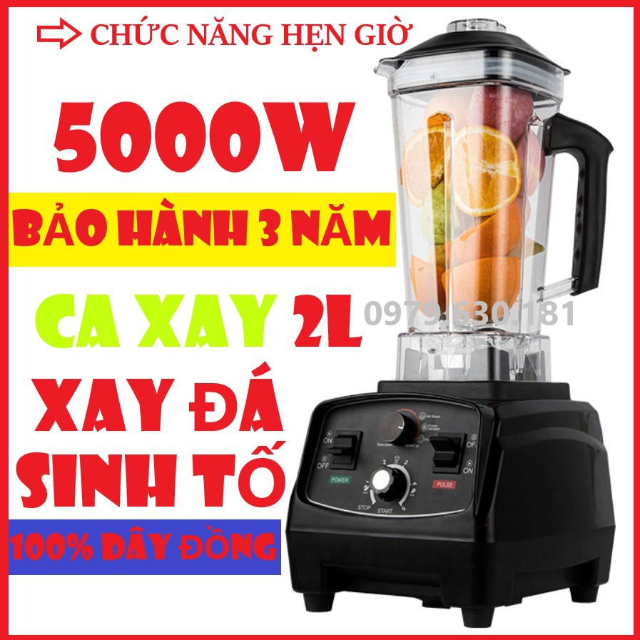 Máy xay công nghiệp 5000W GEMAT [BH-24 Tháng] Có CHẾ ĐỘ HẸN GIỜ, Xay ĐÁ,Hoa quả,Rau củ, Sinh tố.