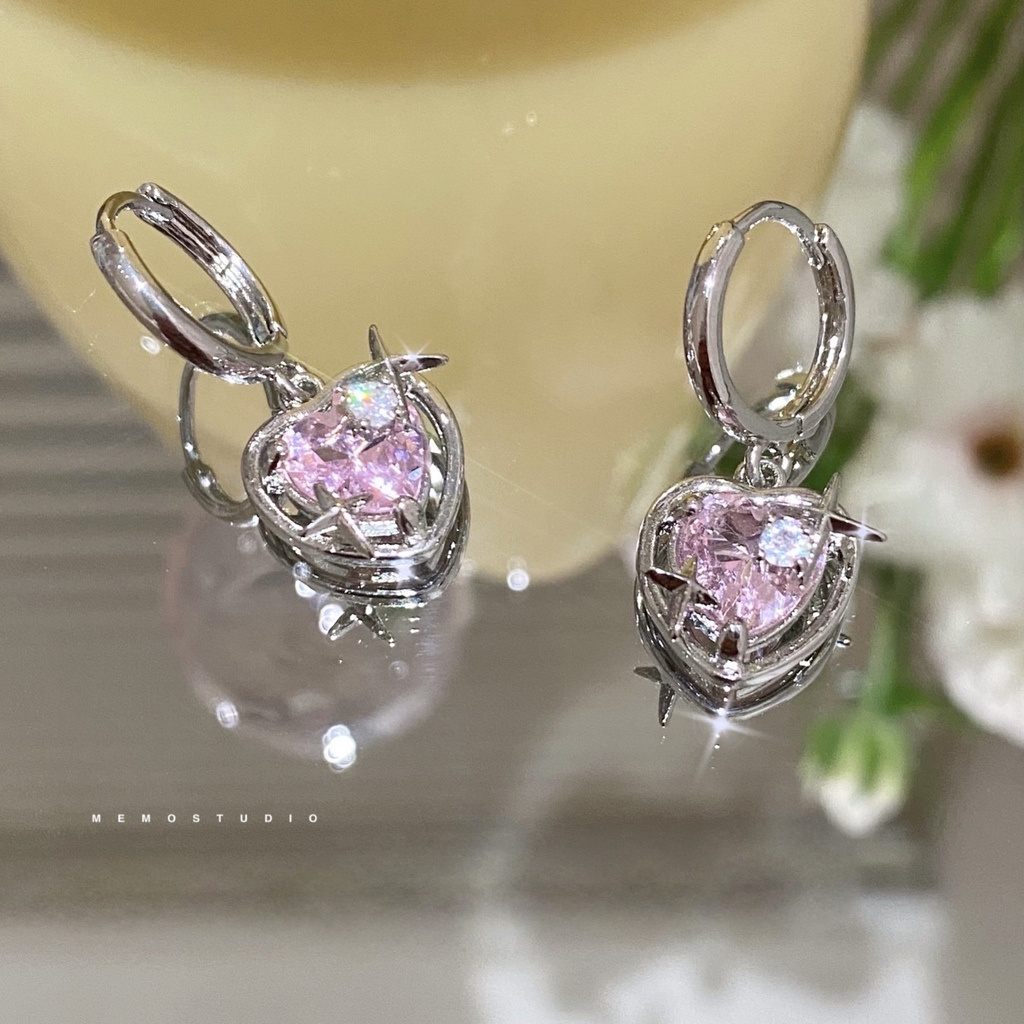 Bông Tai Hình Ngôi Sao / Trái Tim Đính Đá Thời Trang Hàn Quốc