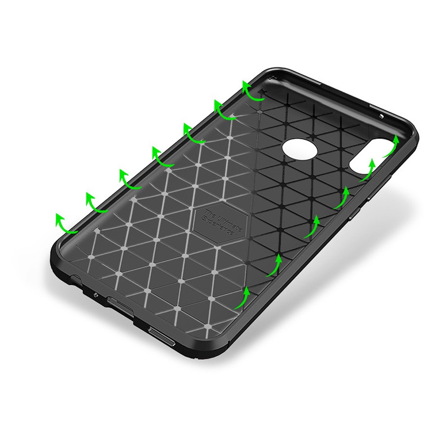 Case huawei y9 2019 cao su đúc vân carbon nâu