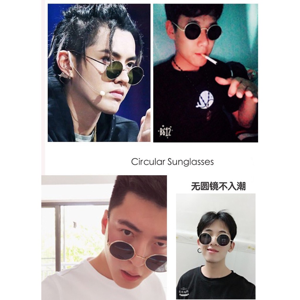 Kính râm nam nữ mặt tròn kính thầy bói phong cách chất lừ-BÓI