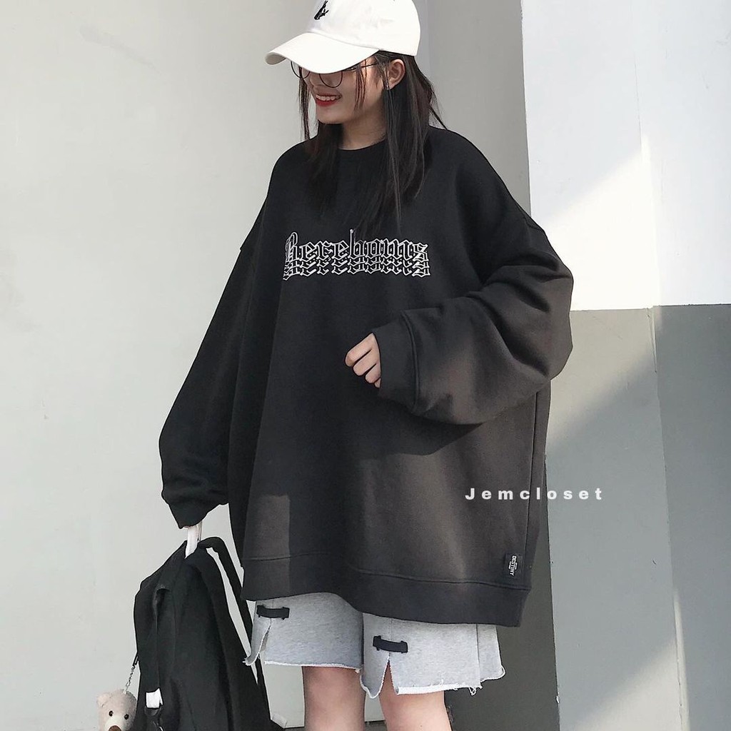 Áo Hoodie Tay Dài Dáng Rộng In Chữ Phong Cách Hàn Quốc Dễ Thương Cho Nữ BERE 3 Màu Đen Trắng Xám -10017