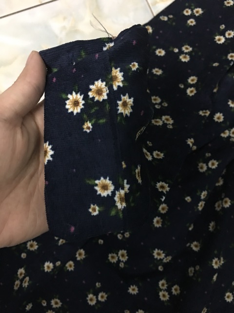 (Sẵn Xanh M) Order 15 ngày - Váy chất nhung babydoll họa tiết hoa | BigBuy360 - bigbuy360.vn